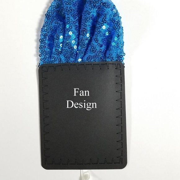 Men's French Blue Sequin Pre-Folded Pocket Square Insert - Fan Design - Picture 4 of 7